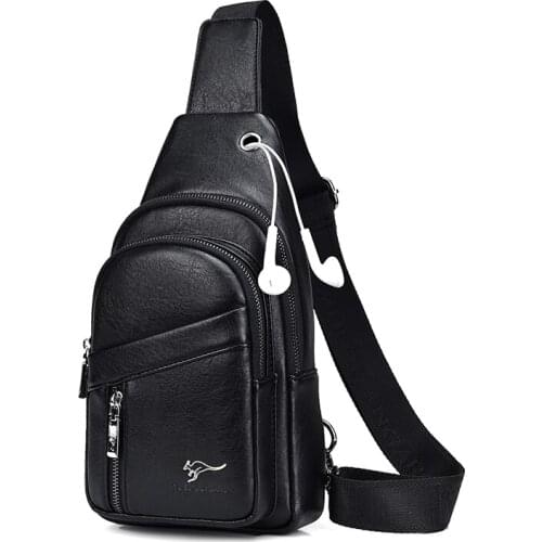 Men Business Casual Chest Pack Soft Leather PU Shoulder Crossbody Bags Male Sling Chest Bags Travel Small Phone Pouch Bag Trendy