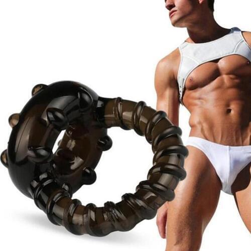 Men Male Soft Time Delay Erection Dual Cock Ring Massager Couple Lover Sex Toys for man Thread design prevent sliding best gifts