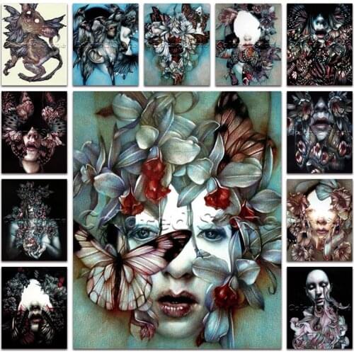 New 5D Full Square Diamond painting embroidery Cross stitch Alien butterfly flower beauty 3D DIY Round Drill Drawing mosaic 028