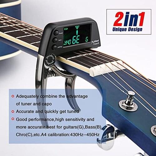 New Guitar Capo 2 in 1 Guitar Tuner for Bass Acoustic Electric Guitar Chromatic Professional Change Key Guitar Bass Accessories