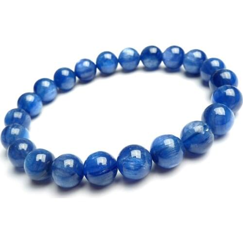 Wholesale 8mm Natural Blue Kyanite Cat Eye Crystal Round Bead Bracelets For Women Men Stretch Charm Bracelet