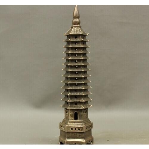 Wholesale factory 12 Chinese Tibetan Buddhism temple bronze copper Tower stupa pagoda statue set