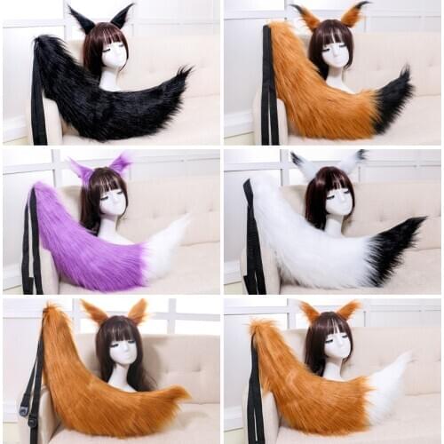Adjustable Belt Fox Ears Tail Furry Animal Headband Cosplay Props Carnival Party Decor Fancy Dress Halloween Costume Accessories