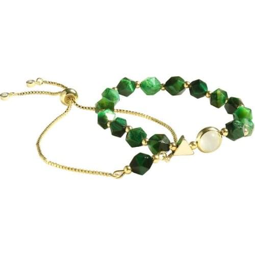Simple green bracelet female personality bracelet 2-piece set fashionable design bracelet adjustable