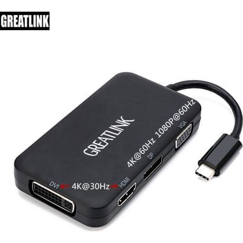 USB Type C To DP 1.2 HDMI DVI D VGA Splitter Displayport AUX Cable HDMI 4K Converter DVI-D 24 5 Adapter Thunderbolt 3 HUB Dock