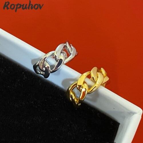 ROPUHOV 2021 Jewery Trendy Korean Simple Fashion Metal Gilded Hemp Hollow Chain Male Female Couples Earless Hole Ear Bone Clip