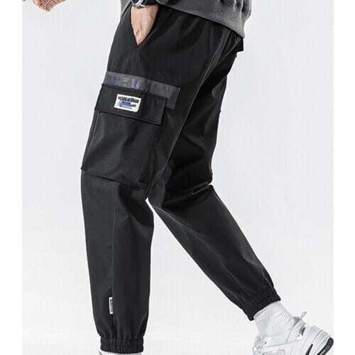 Mens Side Pockets Cargo Harem Pants 2021 Ribbons Hip Hop Casual Male Joggers Trousers Fashion Comfortable Streetwear Pants