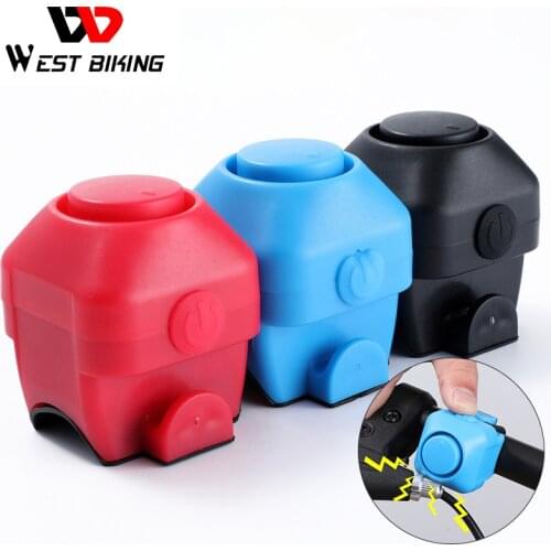 WEST BIKING Electric Bike Bell 130dB Horn Rainproof MTB Road Bicycle Handlebar Ring Silica Gel Shell Bell Cycling Accessories