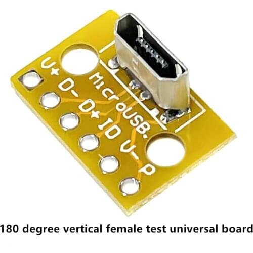 Vertical MiCroUSB Female PCB Welding Adapter Board Welding Socket 180 Degree Vertical Female Head Test Universal Board
