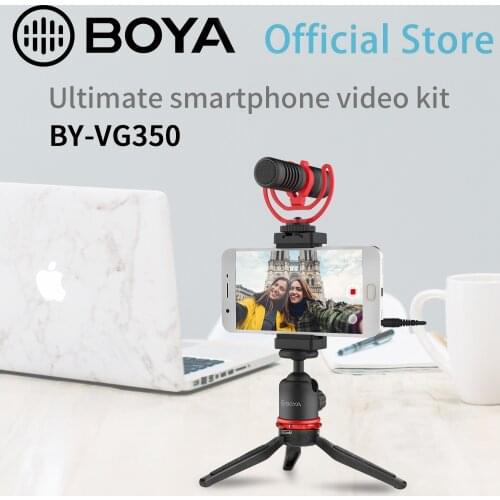 BOYA BY-VG350 Ultimate Smartphone Video Kit for Vlog Podcast Youtube Video with BY-MM1+ Super-cardioid Microphone LED Light