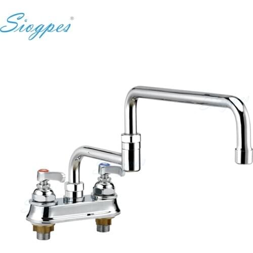High Quality 4" Double Handle Double Holes Deck Mounted Kitchen Workboard Faucet with Swivel Joint Spout