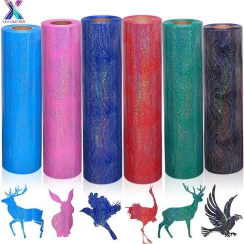 XFX HTV Free Shipping 50cm X 5Yard Holographic Laser Flower Heat Transfer Vinyl Iron for TShirt Craft Decoration Cricut Heat DIY