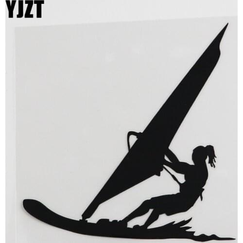 YJZT 12.4CMX13CM Water Sports Windsurfing Surfer Beach Style Vinyl Car Sticker Black/Silver 8A-0382