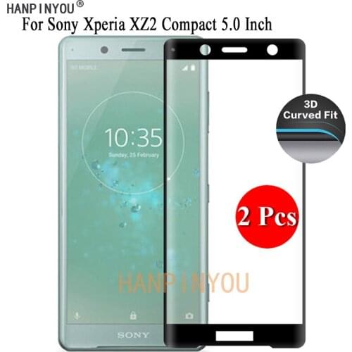 2 Pcs For Sony Xperia XZ2 Compact H8314 H8324 9H Ultra Thin 3D Curved Full Cover Screen Protector Tempered Glass Protective Film