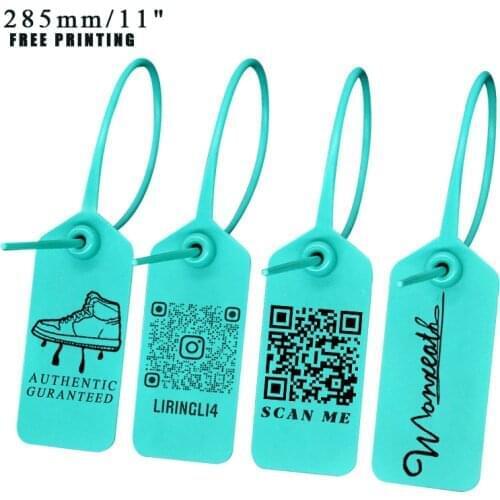 100Pcs Custom Garment Hang Tags Plastic Disposable Product Brand Logo Clothing Labels Shoes Bag Tag Zip Ties 285mm/11"
