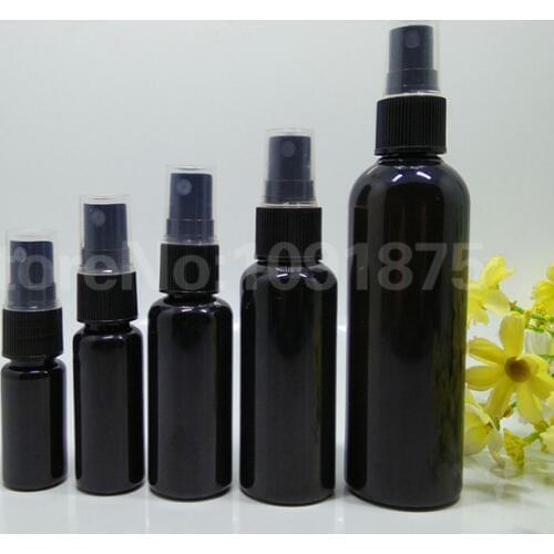 50 pcs 10ml 20ml 30ml 50ml 100 ml black plastic Spray Bottles Black sprayer Perfume Cosmetic Containers Dark Color
