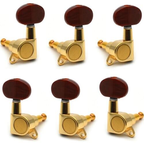 6 pcs/sets Golden Folk Acoustic Electric Guitar Inline Guitar Tuning Peg key Machine Heads Tuners With Coffee Hemicycle knob