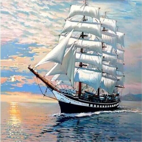 5D DIY Diamond Painting "Ship Sailing" 3D Embroidery Cross Stitch Mosaic Home Decor FH415