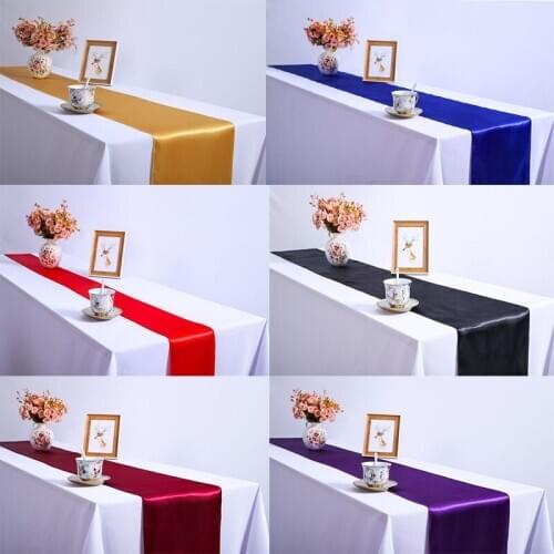 Satin Table Runner Solid Table Runners For Christmas Wedding Home Kitchen Dinning Coffee Table Farmhouse Decoration 30*275cm/pc