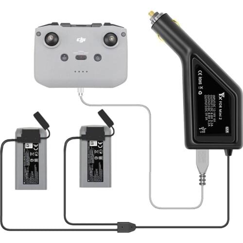 Mavic Mini 2 Car Charger 3-in-1 Dual Battery Remote Controller Charger with USB Port for DJI Mavic Mini 2 Drone Accessories