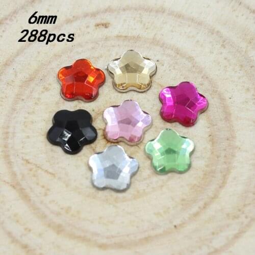 Free Shipping 288pcs/Lot 6mm Flower Design Rhinestone Craft Scrapbooking Flat Back Nail Art Rhinestones