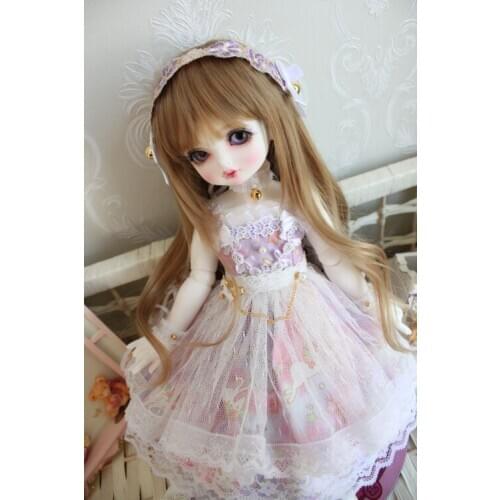 BJD Doll dress for1-4 1-6 size fashionable dress pink ribbon headwear doll accessories