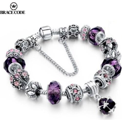 Purple Crystal Bead Bracelet European and American Fashion Panjia DIY Bracelet AliExpress Bracelet For Women Bangles Gifts