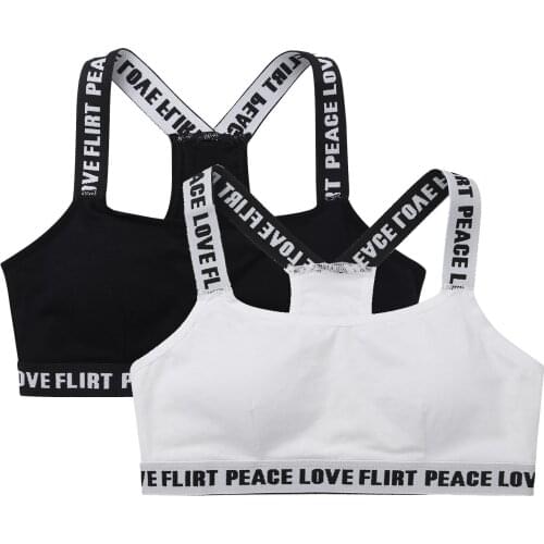 2Pcs Teen Kids Girls Underwear Adolescente Sport Training Bra Soft Padded Cotton Push Up Teens Bras Sport Undies Puberty Clothes