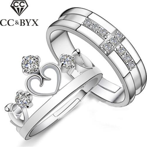 CC Crown Wedding Rings For Women Prince And Princess Lovers Lettering Pair Ring Bridal Jewelry Engagement Bijoux Femme CC741