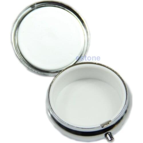 Travel Silver Metal Pill Box Medicine Organizer Container Jewellery Case D0UE