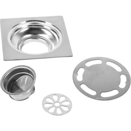 Fdit Thick Stainless Steel Floor Drainer Square Anti-odor Bathroom Floor Drain Cover Waste Gate Shower Drainer Floor Filler