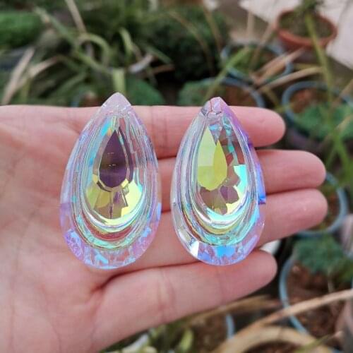 2pc 50mm AB-Color Crystal Prism Sun Catcher Rainbow Maker Chandelier Parts Hanging Waterdrop Pendant DIY Window Home Party Decor