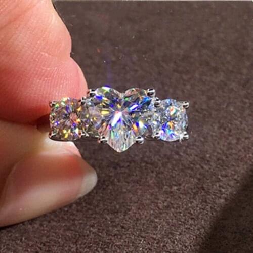Heart Ring, Shinning Wedding Engagement Lover Promised Zircon Crystal Heart Rings for Women US6-US10
