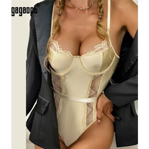 Gagaopt Lace Bodysuit Women Fashion Sexy Elegant Hallow Out Teddy Romper Jumpsuit Streetwear
