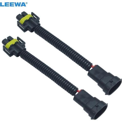 LEEWA 2PC Auto H11 LED HID Headlight Wiring Cable Connector Plug Lamp Bulb Socket Wire Adapter Holder #CA6002