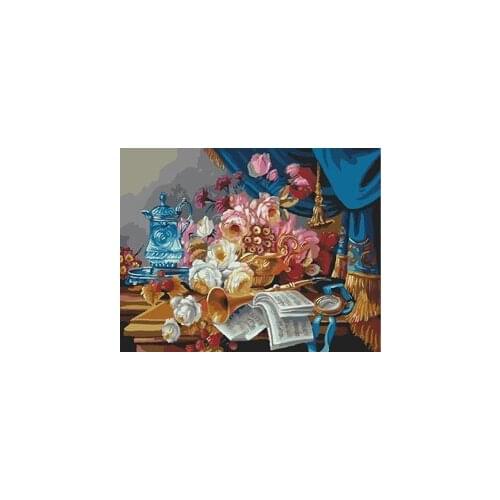 MaHuaf-X519 Wooden Framed DIY Oil Painting by numbers on canvas hand painted Paint By Numbers Kit Art Craft Flowers 40x50cm