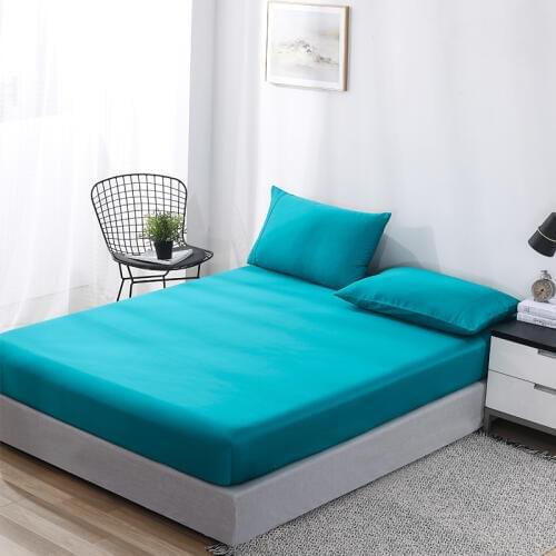 PHF 100% Cotton Fitted Sheet With Pillowcases Solid Color Twin Double Queen Bed sheets With Elastic Bands Mattress Cover For Bed