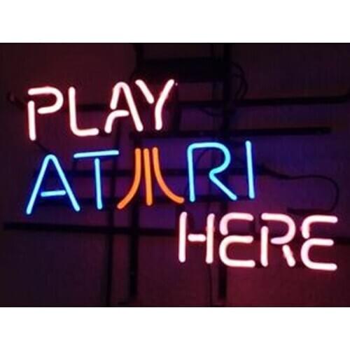 Neon Sign Play Atar Here Game Room light Neon Wall Sign Window Lamp Enseigne Lumineuse Decorate Home Handmade Real glass TUBE
