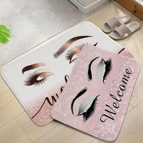Anti-slip Absorb water Bath mat Cartoon eyelash Bathroom kitchen bedroon floor mat Entrance Rugs kids prayer mat 40*60cm DD221