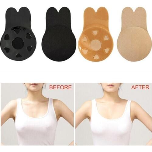 Invisible Rabbit Bra Nipple Cover Breath Reusable Self Adhesive Silicone Bra Breast Nipple Cover Chest Bra Paste