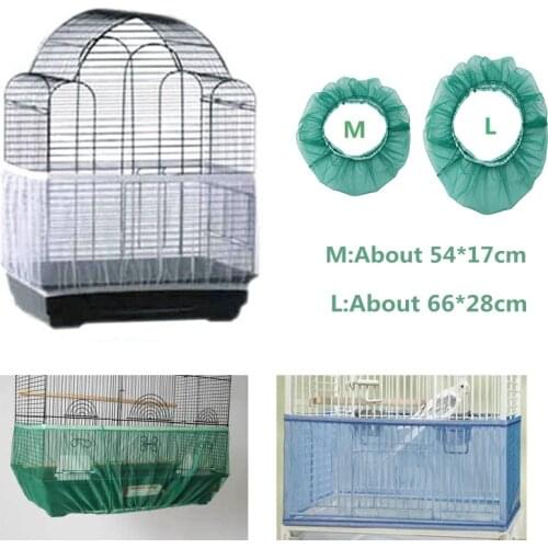 Nylon Mesh Bird Cage Cover Shell Skirt Net Easy Cleaning Seed Catcher Guard Bird Cage Accessories Airy Mesh Parrot Bird Cage Net