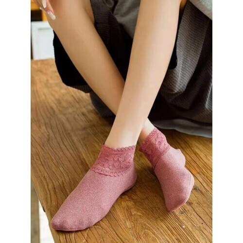 Boat socks women simple lace cotton comfortable invisible socks skarpetki damskie calcetines