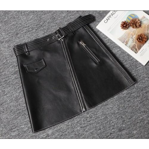 New autumn and winter office lady Fashion casual brand female women girls leather mini skirt