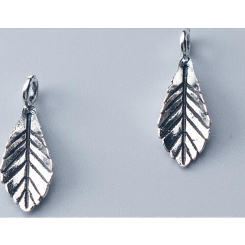 925 Sterling Silver Retro Leaf Dangle Charms 21mm Decoration Ornament Pendant Findings DIY Jewelry Making Necklace Bracelets