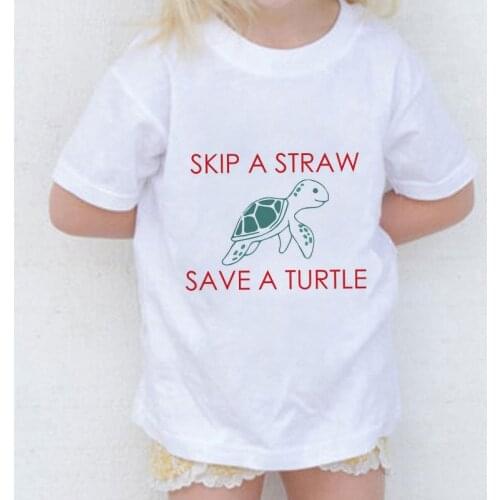 Casual 2020 T Shirt Girl Tshirt Summer Toddler Kids Clothes Protect The Ocean Protect The Turtle Print Boys T Shirts Crew Neck