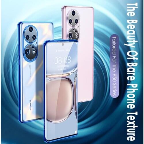 Translucent TPU Soft Case For HUAWEI P50 Pro Luxury Plating Matte Back Cover For HuaweiP50 Lens Protection Shockproof Phone Case