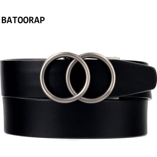 BATOORAP Brand Leather Belt For Men Fashion Black Waist Strap Automatic Buckle Alloy Gray Circle Designer Trouser Belt Ratchet