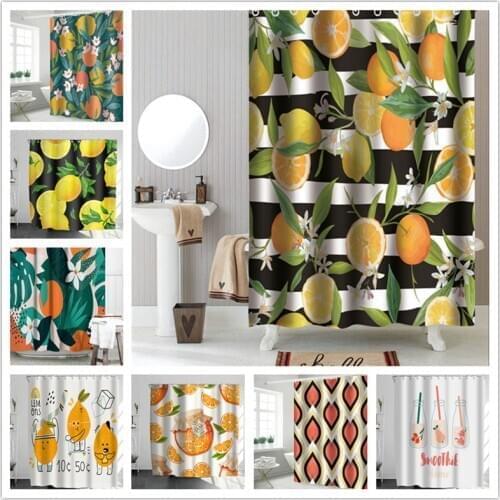 Polyester Shower Curtains Waterproof Fruit Printing Bathroom Curtain Home Fresh Decoration Bath Room Bathtub Anti Peeping Screen