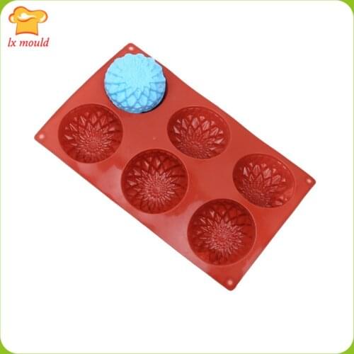 6 Hole Silicone Mould 6 Chrysanthemum Handmade Soap Chocolate DIY Baking Molds