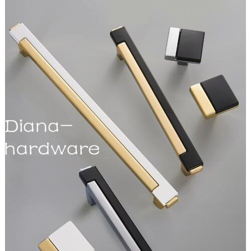 Modern Gold Black Chrome Kitchen Handle Zinc Alloy Cabinet Knobs and Handles Drawer Knobs Pulls Furniture Handle Door Hardware